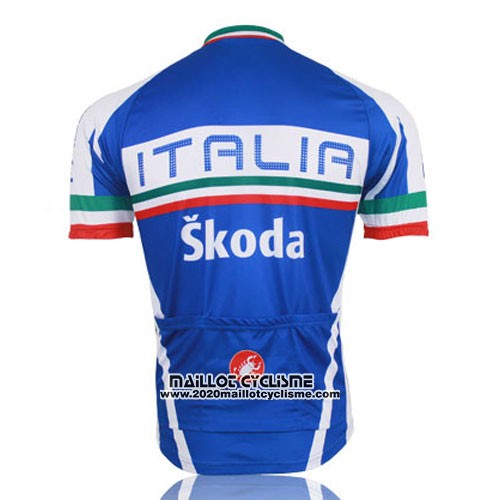 2014 Maillot Ciclismo Italie Bleu et Rouge Manches Courtes et Cuissard